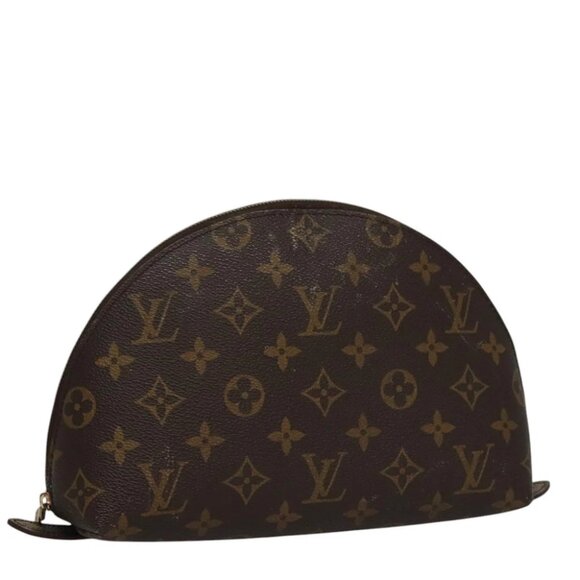 LOUIS VUITTON Monogram Trousse Demi Ronde Cosmetic Pouch M47520 LV Auth 109998 - Picture 1 of 14